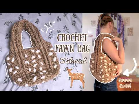 How to crochet a cute fawn shoulder bag for beginners🩰 | thisfairymade — video tutorial