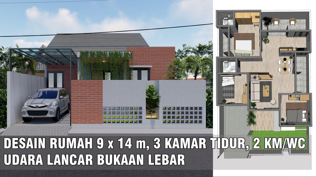 DESAIN RUMAH 9 X 14m