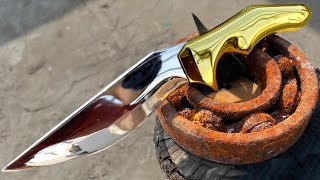 Turning a Rusty BEARING into Shiny but Razor Sharp COMBAT KNIFE