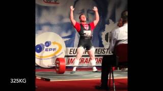 1017.5 kg / 2243 lbs total @ 104.5 kg bw - 1.place European Championship 2015
