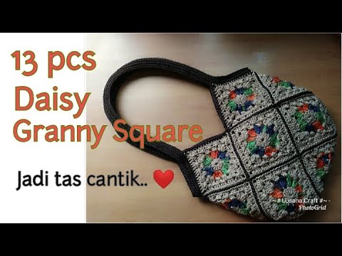 Tas Rajut Daisy Granny Square 13 pcs - YouTube