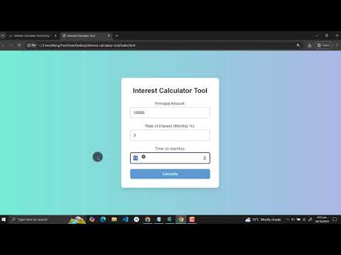 Interest Calculator Tool Using HTML, CSS and JavaScript with Source Code