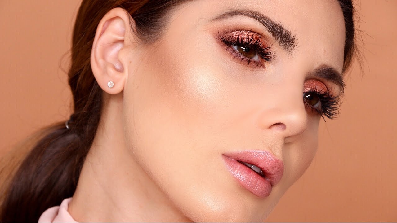 Simple Rose Gold Makeup Tutorial Huda Beauty Palette Ali Andreea