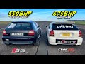 STREET SAVAGES.. AWD 675HP EK9 CIVIC vs 550HP AUDI S3 ON NOS