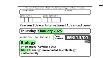 A level | Biology | unit 4 | January 2025 | Pearson Edexcel |