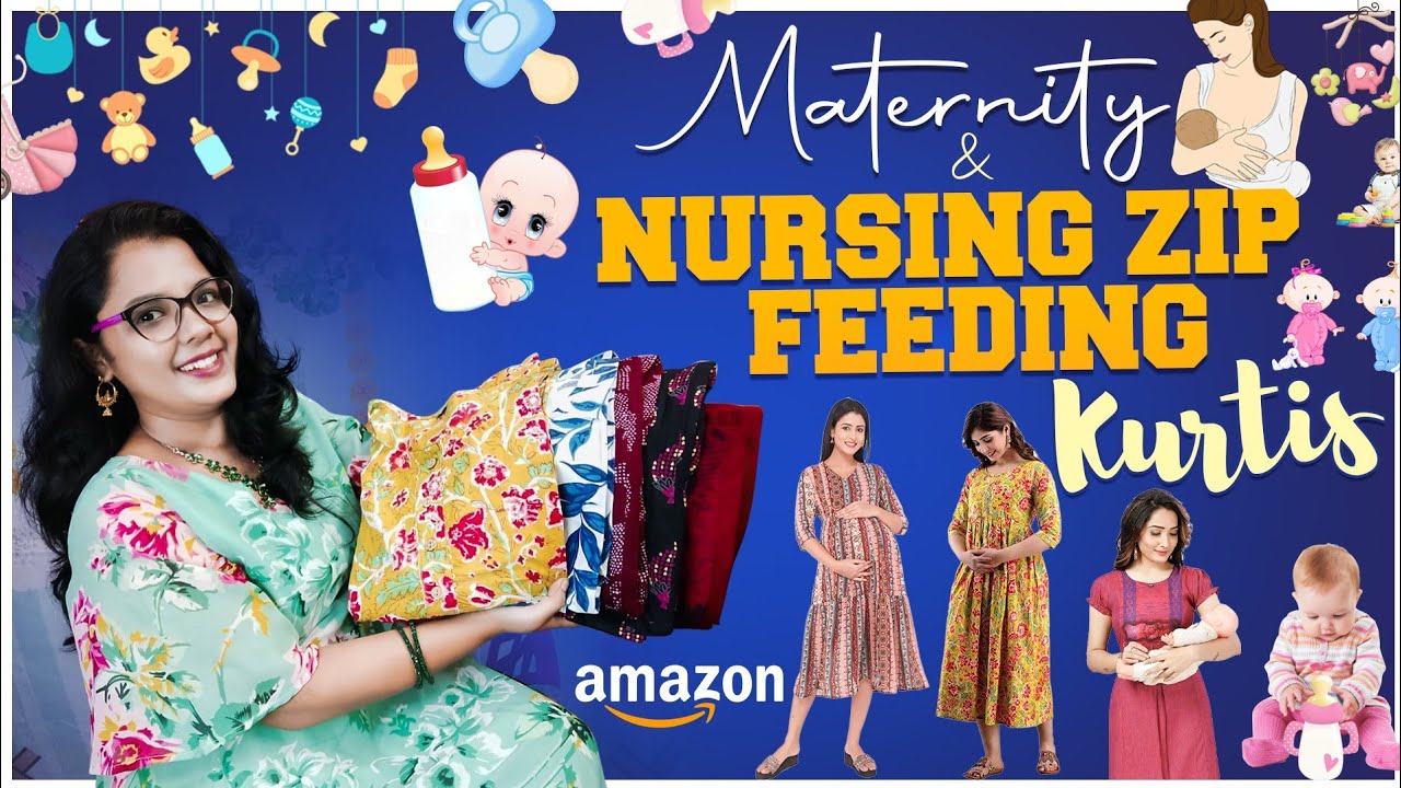 Buy EasyFeed Cotton Blend A-Line Maternity Feeding Kurti with Zipper for  Women Nursing Easy Feeding Breast Feeding Kurta (Mehendi - Small) at Amazon .in