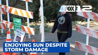 Portlanders enjoy sun at Mt. Tabor Park despite storm damage