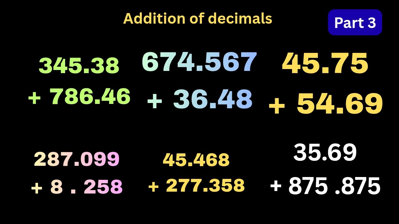 Add decimals with decimals biginner mathematcs \\ decimal ko add kaisy krein asan tareqay sy