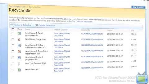 SharePoint 2007 Training Video: Restore a Deleted Item from the Recycle Bin