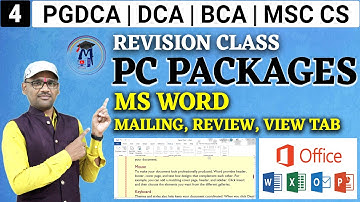 4- PC Packages Revision Class | MS Word Mailings Tab, Review Tab, View Tab | Print Setting