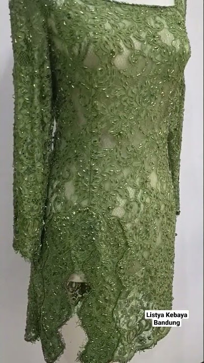 Kebaya Hijau Olive Krah Kotak Belah Asimetris 💚