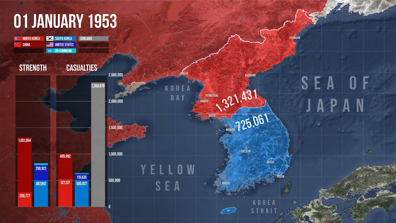 The Korean War Every Day with Army Sizes - YouTube