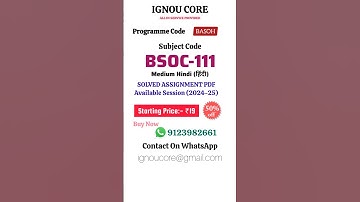 BSOC-111 Solved Assignment PDF 2024-25 in Hindi, BASOH program BSOC-111 Solved assignments