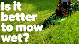 Mowing in the morning to keep down the allergens