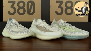 COMPARISON: adidas Yeezy Boost 380 'Alien' vs. 'Calcite Glow' vs. 'Alien Blue'