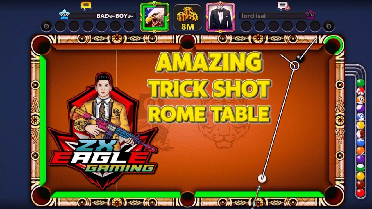 8 Ball Pool - Level 999 Magical Trick Shots & Kiss Shots in Rome Awesomeness - Zx EAGLE Gaming