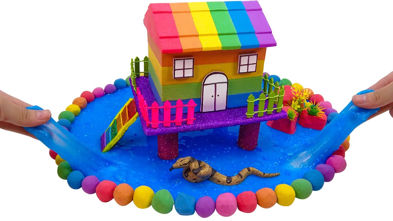 DIY Miniature House | How To Build Beautiful Floating House from Kinetic Sand vs Slime