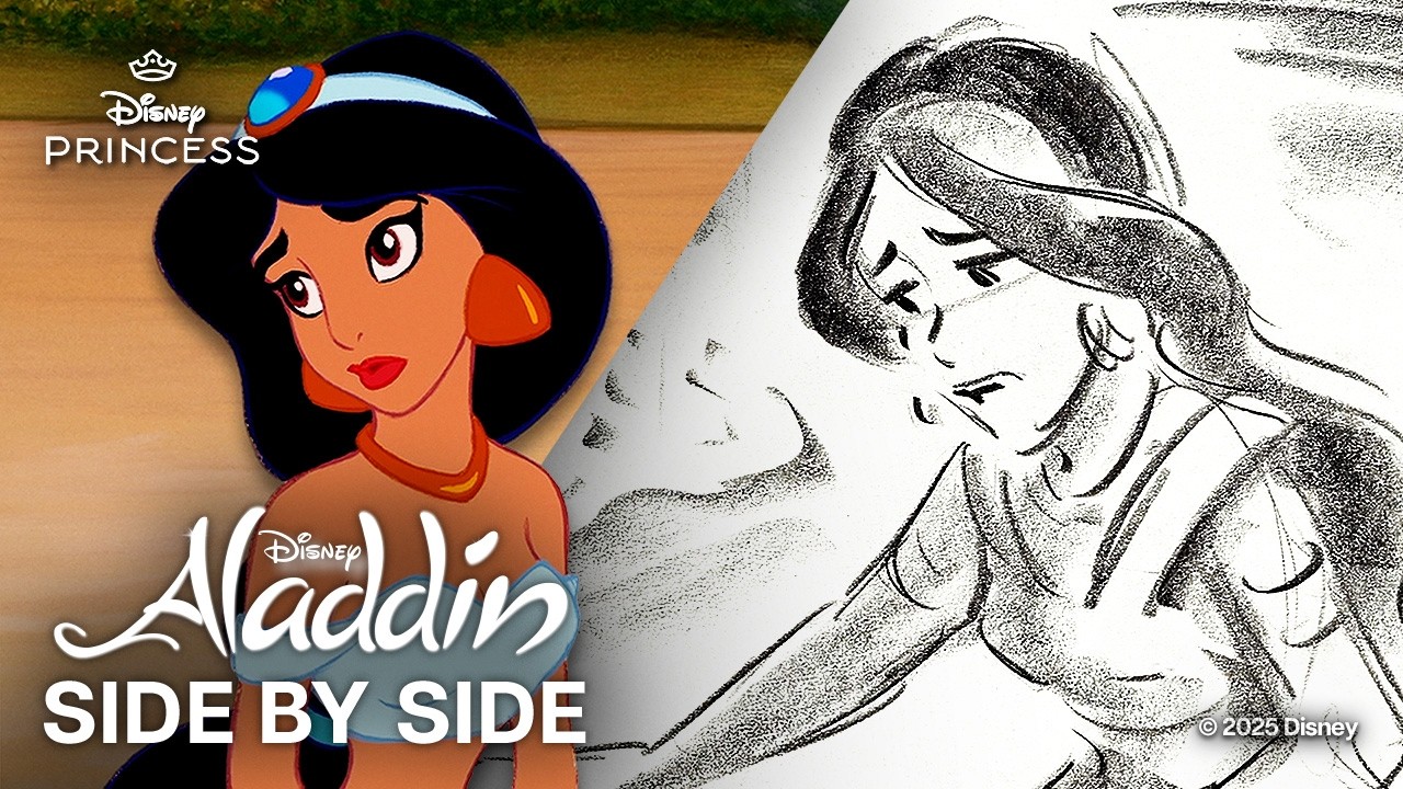 Aladdin (1992) Side by Side | "Maybe I Don't Want to Be a Princess" Scene | Storyboards vs. Film