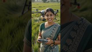 డ్రోన్తో విత్తనాలు వేస్తున్న మహిళా రైతు 🚁🌾 | Smart Drone Farming | Telugu Shorts