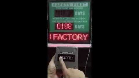 Occupational Safety (OSHA) LED Digital Safety scoreboard for Factory plant | Accident Free LTI Score