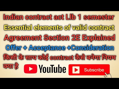 Essential elements of valid contract | Indian contract act | llb first ...