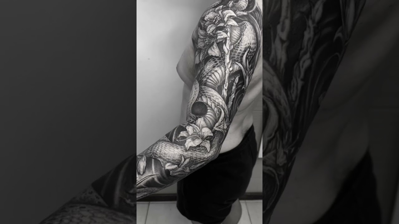 Snake and lilies