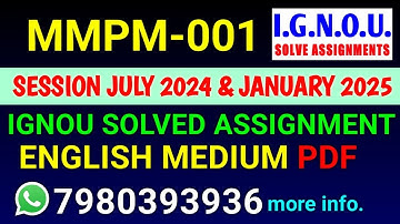 MMPM-001 Solved Assignment 2024-25 English, MMPM-001 Solved Assignment 24-25, MMPM 1 Assignment