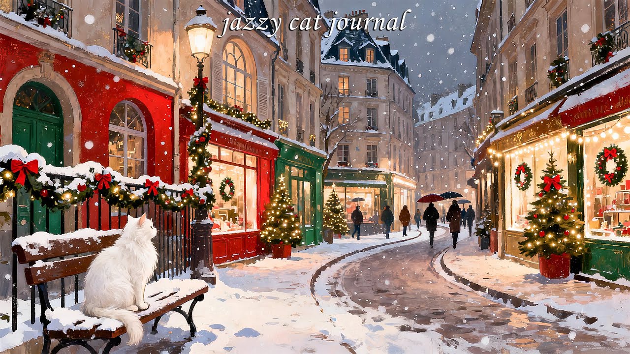 snowy Paris night and 1950s vintage jazz playing in the background | french instrumental music