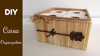 DIY Caixa organizadora rústica feita com palitos de picolé - Faça você mesmo - Do lixo ao luxo