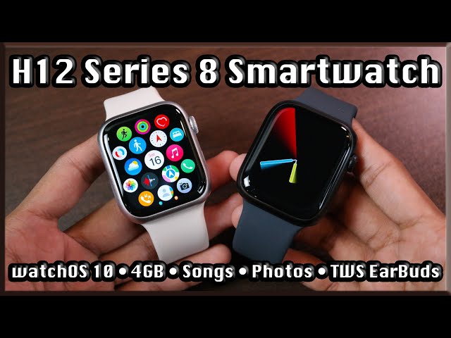 Latest H12 Pro Series 8 Smartwatch - watchOS 10. 4GB Memory, Songs, Photos, TWS EarBuds & More! class=