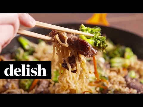 mongolian-beef-ramen-|-delish