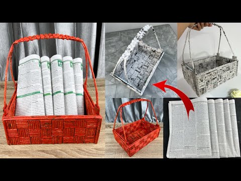 DIY Basket from Newspaper .วิธีทำตะกร้า จากหนังสือพิมพ์