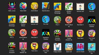 Stack Ball, StackColors, Rescue Cut, Helix Jump, Perfect Slices, Tom Hero Dash gameplay walkthrough
