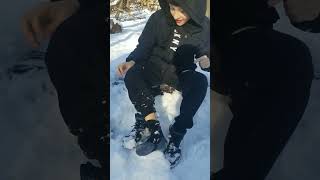 Trying Snow With Barefoot