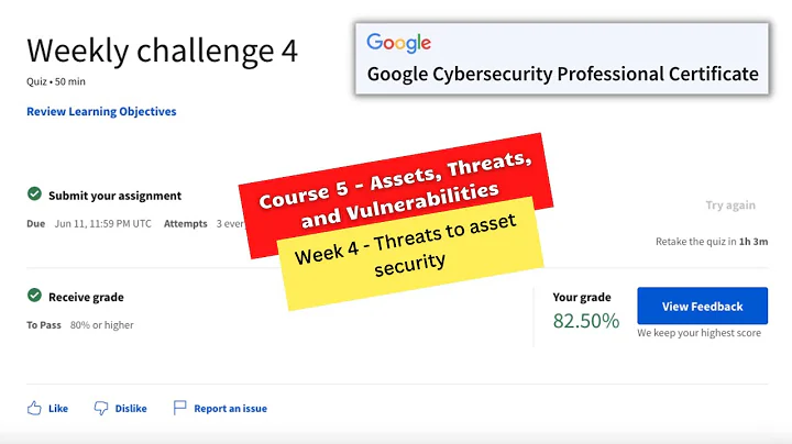 assets threats and vulnerabilities coursera weekly challenge 4 answers || Google Cybersecurity