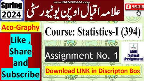 ⏩ AIOU Code 394 Solved Assignment No.1 Spring 2024 || Subject: Statistics – I || Level: FA/ I Com