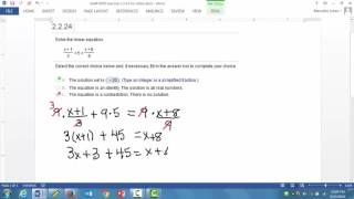 Math 0070 Exercise 2 2 24 Solving an Equation with Fractions