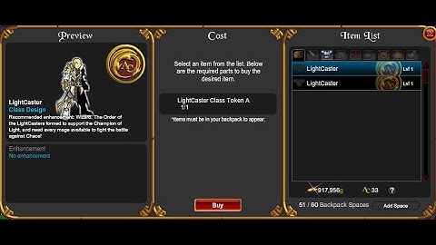How to get lightcaster with 1000acs