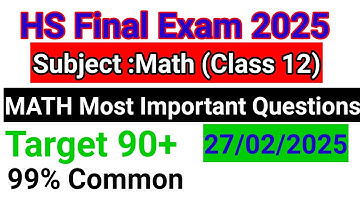 HS final exam Math Most common Questions 2026/#Class 12  math Most Important question 2026