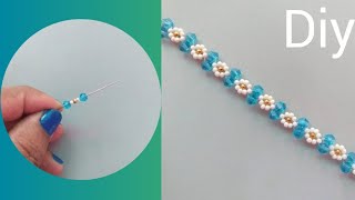 DIY simple and easy bracelet with bicones and seed beads/Bracelet tutorial #braceletmaking #diys