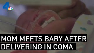 Mom Meets Baby After Delivering While Being in Coma Due to COVID-19 | NBCLA