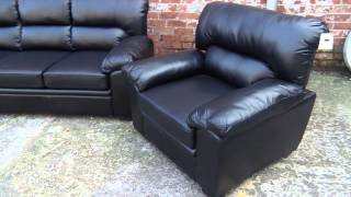 Black Leather Sofa Suite 3 plus 2 plus 1 seater or separate