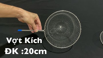 Vợt Kích Cá Đường Kính 20cm (Khung Tròn Inox 304- Lưới Cước Đúc Đan Tay)Gắn Sào Tre, Và Cần Ren Xoáy