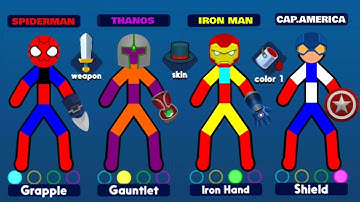 Supreme Duelist Stickman NEW UPDATE - 4 Player Mode 2022  ( android / ios ) Avengers vs Thanos