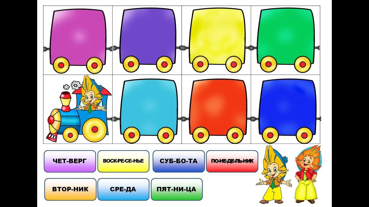 Повторяй дни недели. Паровозик дни недели. Дни недели для дошкольников. Вагончики с днями недели. Паровозик с вагончиками с днями недели.