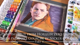 ニッカー絵具「ペインターズガッシュ」でホライゾンのアーロイを描く#1 Painting Aloy with Painter's Gouache by NICKER COLOUR Part1