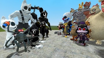 ALL CARTOON CAT TEAM VS ALL DARK DECEPTION CHAPTERS 1-5 NPCs Battle In Garry