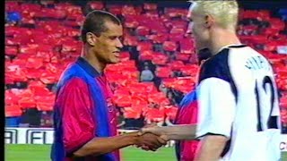 Uefa cup semi final first leg between barcelona and liverpool from the
nou camp in 2001. not a great game, but an object lesson how to come
through diff...