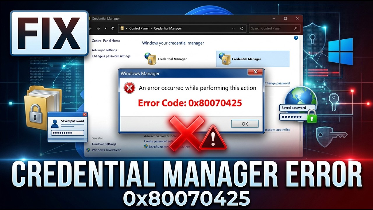 Fix Credential Manager Error "An Error Occurred While Performing This Action" Error Code 0x80070425 