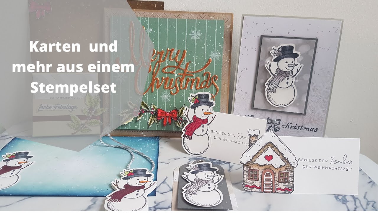 Karten und mehr aus einem Actionstempelset Weihnachtsedition 3 - YouTube
